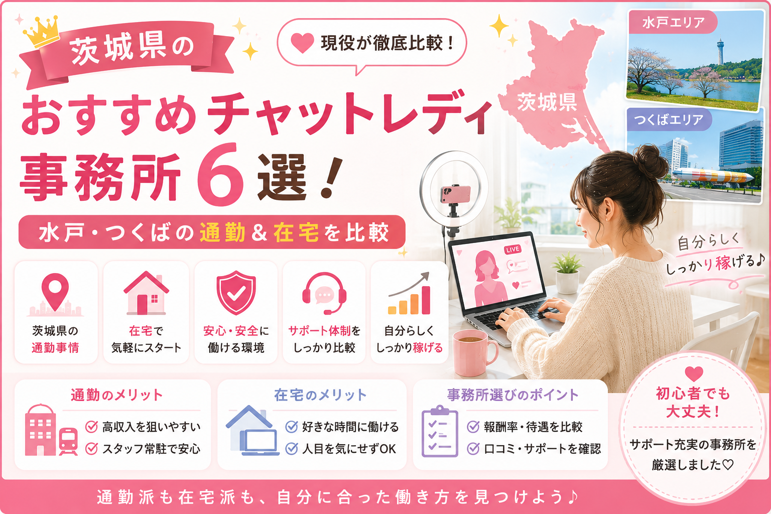 茨城県のおすすめチャットレディ事務所6選！水戸・つくばの通勤＆在宅を比較