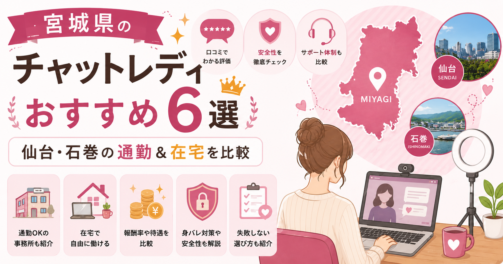 宮城県のチャットレディおすすめ6選|仙台・石巻の通勤&在宅を比較