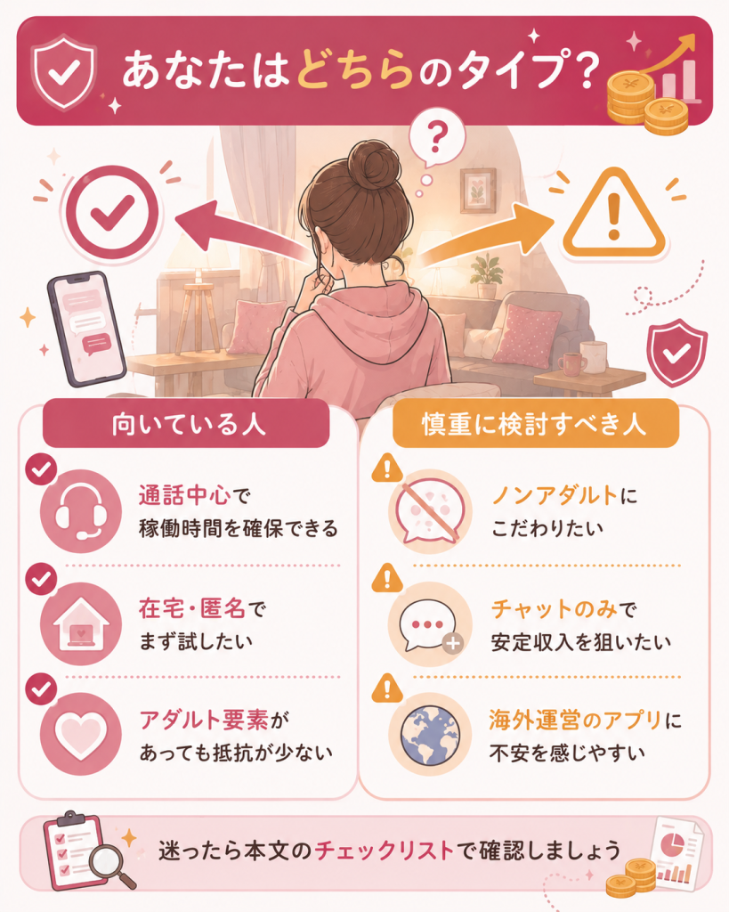 向いている人と慎重派を見比べる比較図