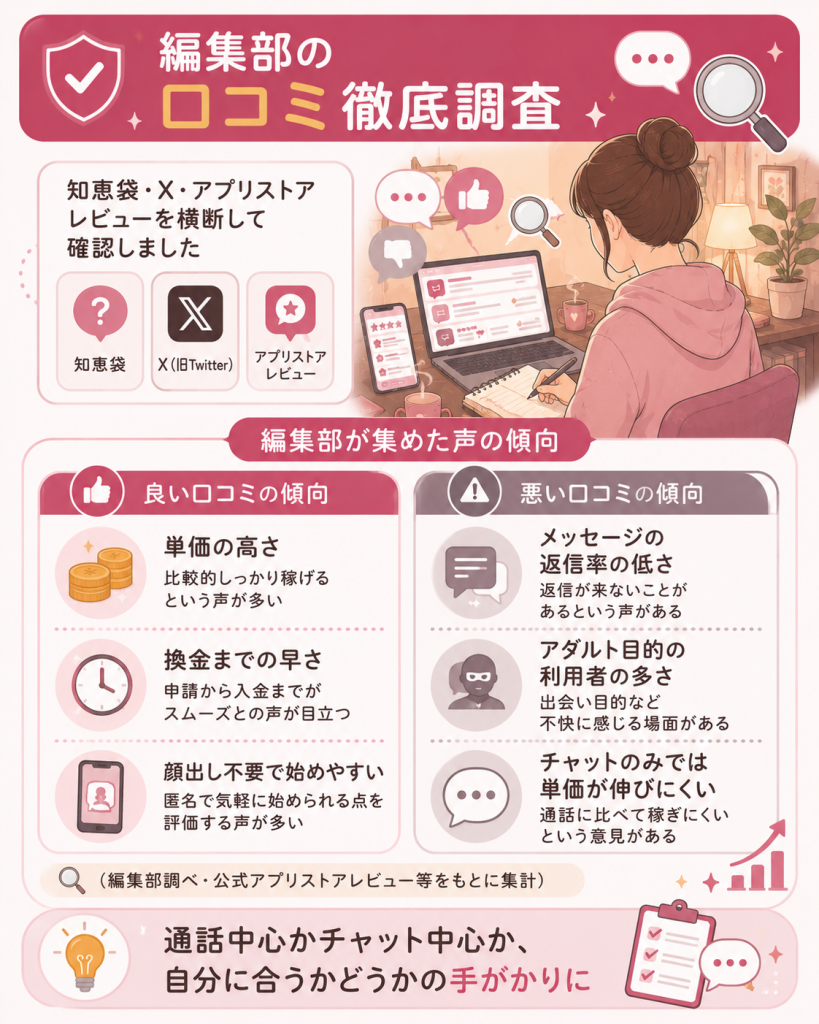 編集部による口コミ傾向の独自調査の図