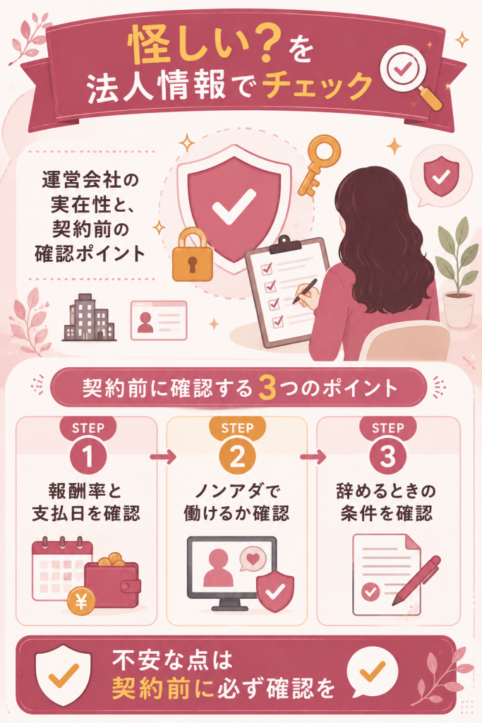 契約前に確認したい3つのポイントを示す図