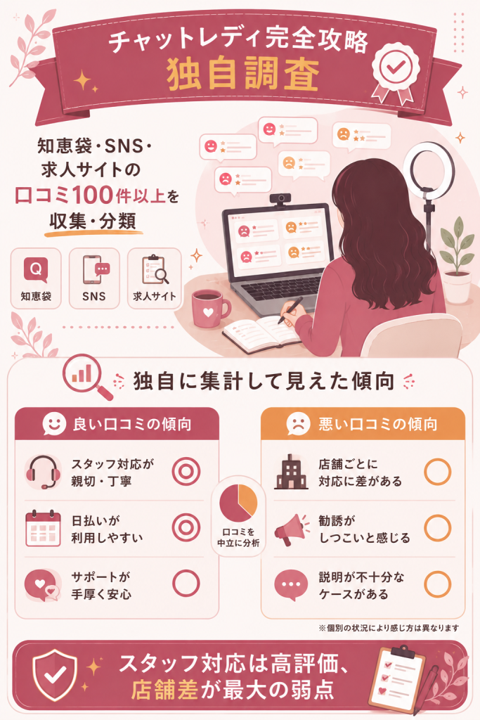 口コミ100件以上を独自調査した傾向をまとめた図