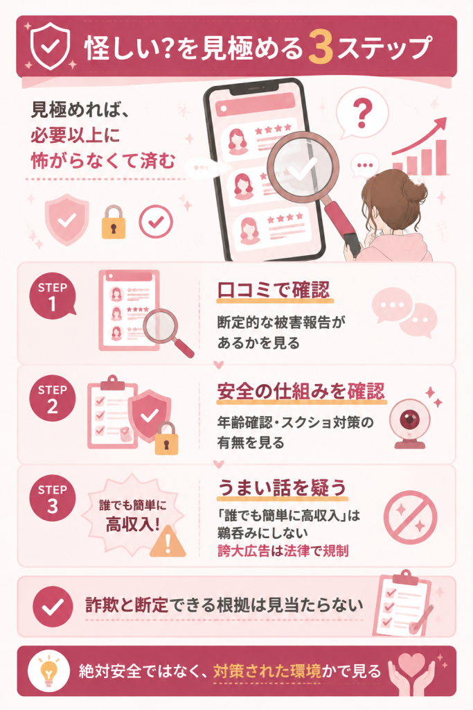 Licaが怪しいか見極める3ステップの図